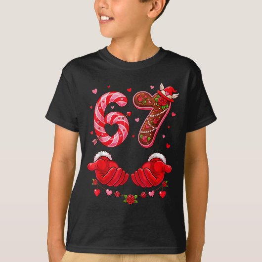 T-shirt Six Seven 67 Meme 6 7 Valentines Day Heart Men Wom (Devant)