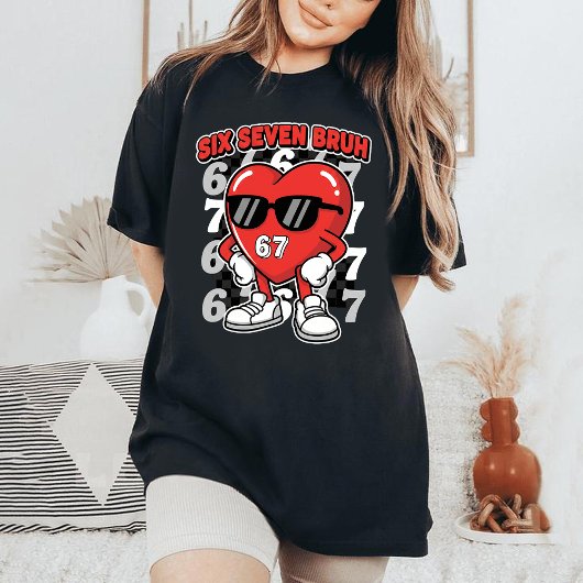 T-shirt Six Seven 67 Meme Cool Valentine’s for Teens