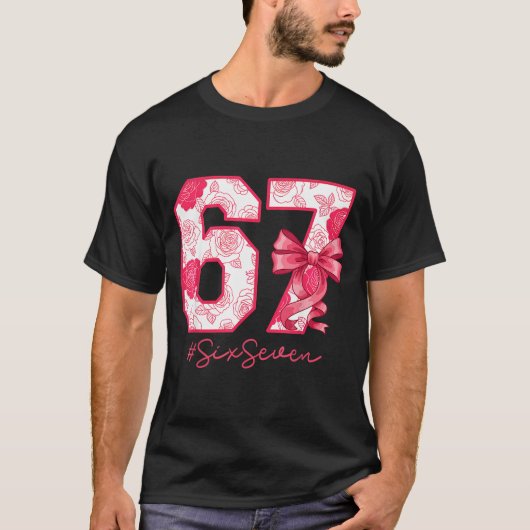 T-shirt Six Seven 67 Meme Coquette Girl Bow Funny Gen Alph (Devant)