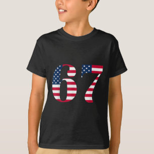 T-shirt Six Seven 67 Mème Drôle Drapeau Américain Hallowee