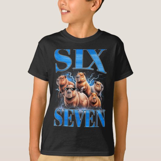 T-shirt Six Seven 67 Meme Funny Capybara Bootleg Graphic  (Devant)
