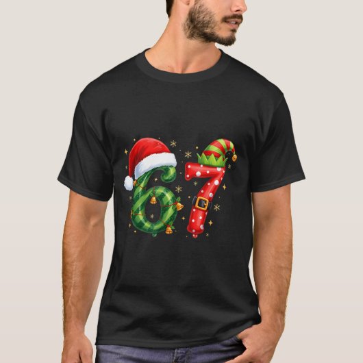 T-shirt Six Seven 67 Meme Funny Christmas Santa Gen Alpha  (Devant)