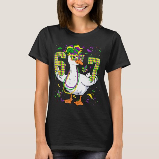 T-shirt Six Seven 67 Meme Goose With Jester Hat & Bead (Devant)
