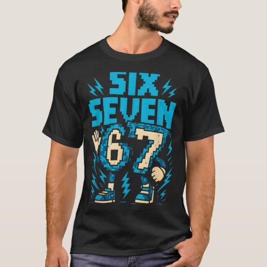 T-shirt Six Seven 67 Xel Gamer Apparel Retro Block Style A (Devant)
