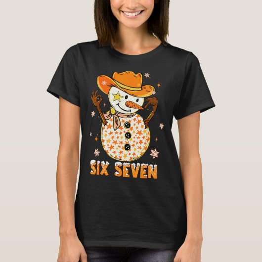 T-shirt Six Seven 6 7 Gen Z Alpha Snowman Meme Slang Merry (Devant)