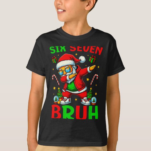 T-shirt Six Seven 6 7 Meme Dabbing Santa Merry Christmas B (Devant)