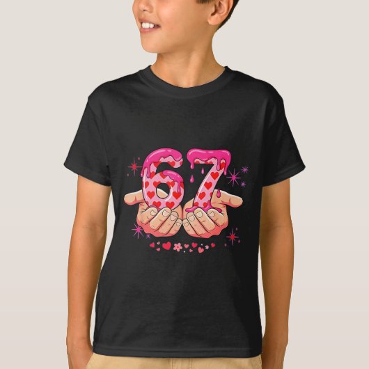 T-shirt Six Seven 6 7 Meme Heart Drip Valentine’s Day Boy  (Devant)