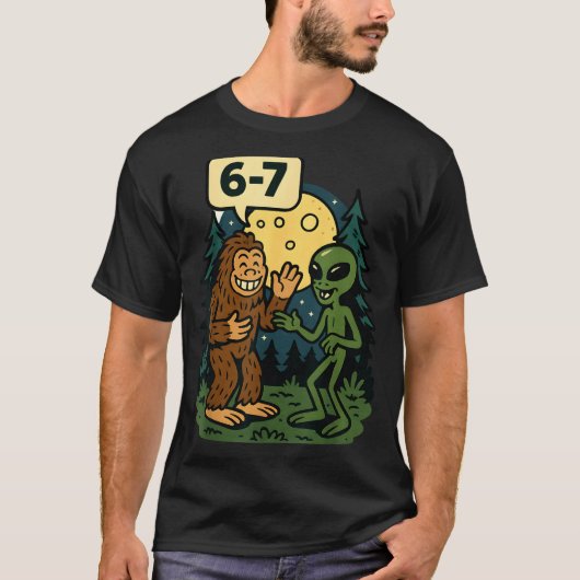 T-shirt Six Seven Funny Bigfoot And Alien 67 Viral Meme Sa (Devant)