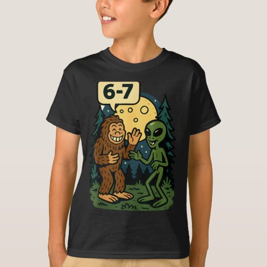 T-shirt Six Seven Funny Bigfoot And Alien 67 Viral Meme Sa (Devant)