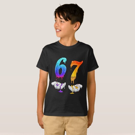 T-shirt Six Seven Ice Cream Drip Cool Meme 67 Funny Number (Devant entier)
