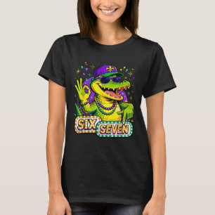 T-shirt Six Seven Mardi Gras Gator Drôle 67 Citation Meme