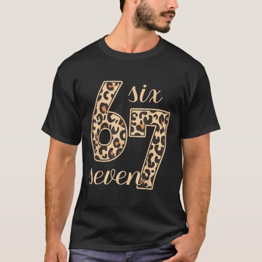 T-shirt Six Seven Meme 6-7 Numéro Impression Léopard Gen Z (Devant)