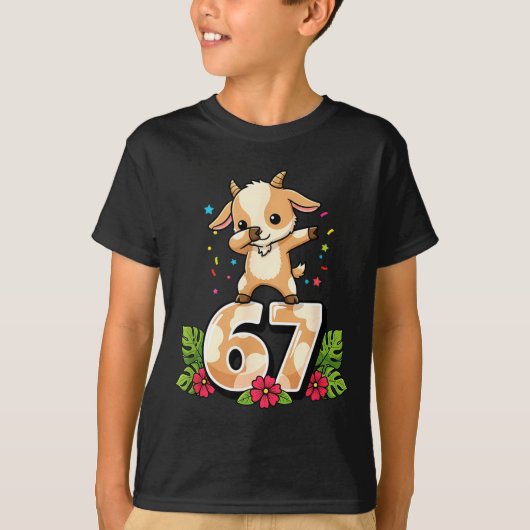 T-shirt Six Seven Meme Dabbing Baby Goat 67 Funny Gen Z Ap (Devant)