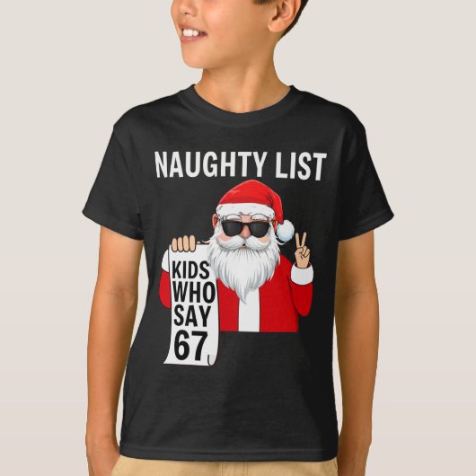 T-shirt Six Seven Meme Funny Christmas Naughty List Kids W (Devant)