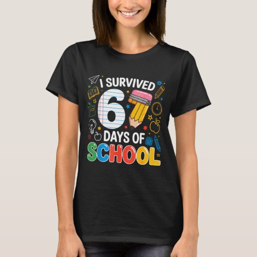T-shirt Six Seven Meme Survived 67 Days Of School Student  (Devant)