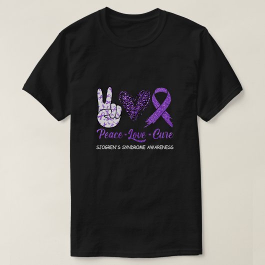 T-shirt Sjogren's Syndrome Sensibilisation Paix Amour Cure (Design devant)
