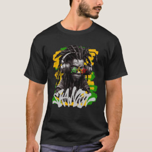 T-shirt Skaning Rastaman avec casques Graffiti Style R