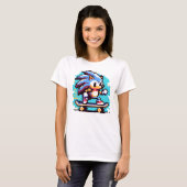T-shirt Skate Hérisson Pixel Art Fast & Fun Skateboard (Devant entier)
