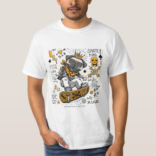 T-shirt Skate King Pug (Devant)