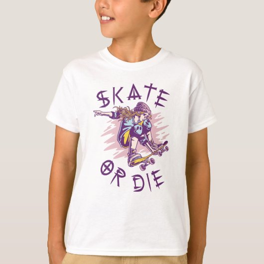 T-shirt Skate ou die Skateboarder Girl (Devant)