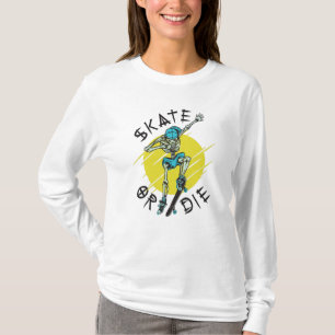 T-shirt Skate ou die Skeleton Skateboarder