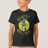 T-shirt Skate ou die Skeleton Skateboarder (Devant)