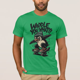T-shirt Skate-Punk Penguin “Waddle You What?!” Design