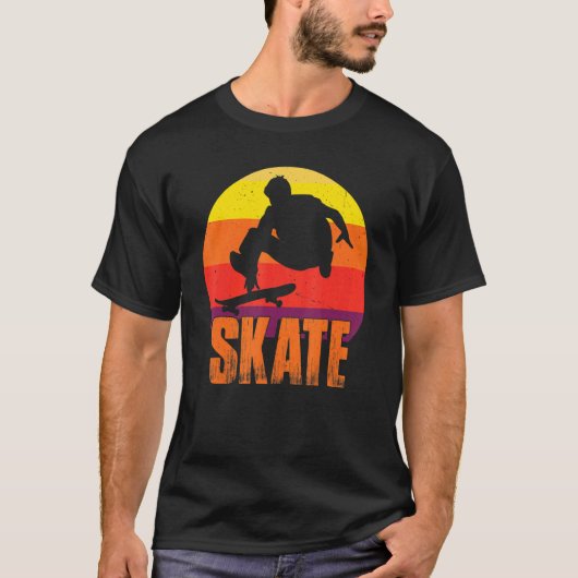T-shirt Skate Skateboarding Retro Sport  Skateboarder Vint (Devant)