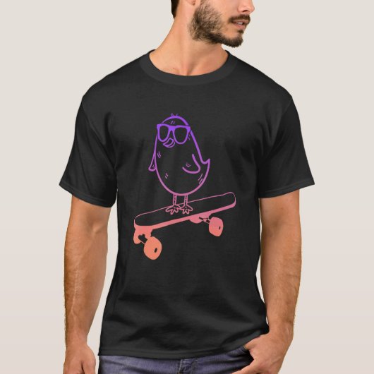 T-shirt Skateboard Bird Chick On Skateboard Skateboard (Devant)