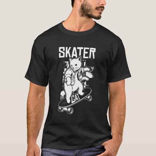 T-shirt Skateboard Cat Skateboard Skateboarder Skateboard (Devant)