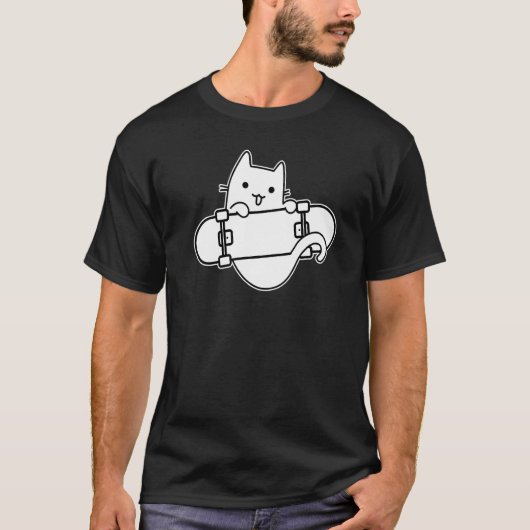 T-shirt Skateboard Cat Skateboard sur Skateboard Outli (Devant)
