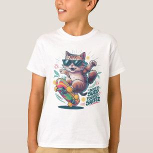 T-shirt Skateboard Chat Né au Surf, Patinage forcé