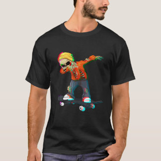 T-shirt Skateboard Dabbing Skeleton Skateb Retro Skateb