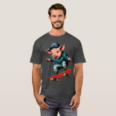 T-shirt skateboard de porc (Devant entier)