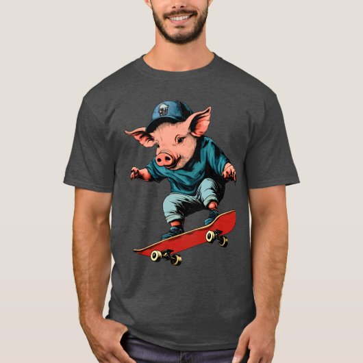 T-shirt skateboard de porc (Devant)