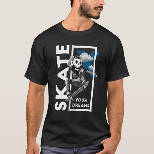 T-shirt Skateboard Driving Park Road Halfpipe Skull (Devant)