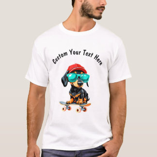 T-shirt Skateboard et mignon Dachshund Chien personnalisab