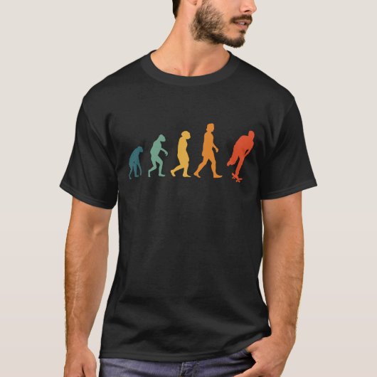 T-shirt Skateboard Evolution Retro Skateboarder Skate Skat (Devant)