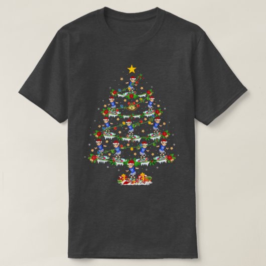 T-shirt Skateboard Lover Xmas Lights Skateboard Chri (Design devant)