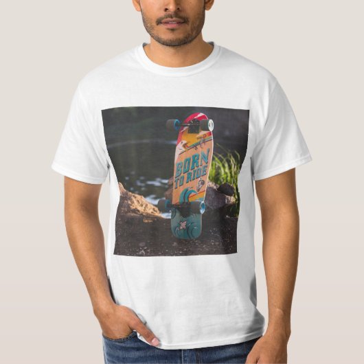 T-shirt Skateboard Né À Ride (Devant)