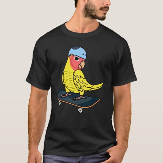 T-shirt Skateboard Parrot I Peach face Jaune Lutino L (Devant)