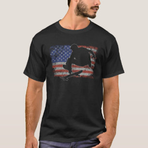 T-shirt Skateboard Retro USA Drapeau Patinage 4 juillet Sk