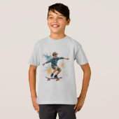 T-shirt Skateboard Skateboard Fun Aquarelle (Devant entier)