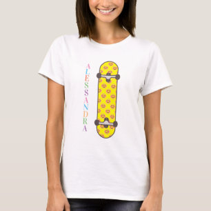 T-shirt Skateboard souriant visage motif et nom personnali