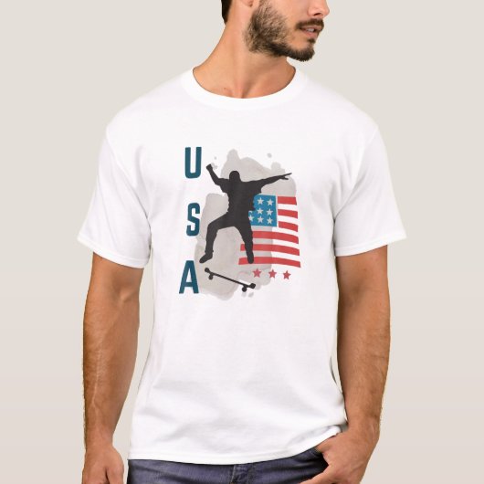 T-shirt Skateboard USA Support Team T USA Drea Drapeau Dre (Devant)