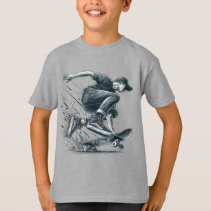 T-shirt Skateboarder bleu Burnt Orange Joyeux Birthday Boy