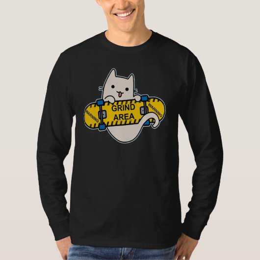 T-shirt Skateboarder Cat Skateboarding on Skateboard Grind (Devant)
