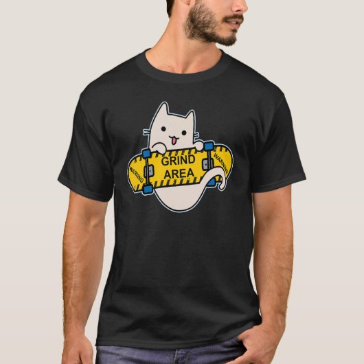 T-shirt Skateboarder Cat Skateboarding on Skateboard Grind (Devant)