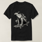 T-shirt Skateboarder Retro Black and White Frog (Design devant)