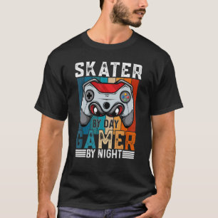 T-shirt SKATER By Day Gamer By Night Meme Pour Les Joueurs
